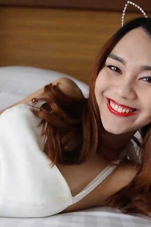 22 year old Thai ladyboy gets fucked coupled with sucks a tourist cock coupled with gets a facial