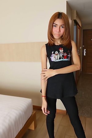 19 year old rearward Thai ladyboy gets naked and does a striptease