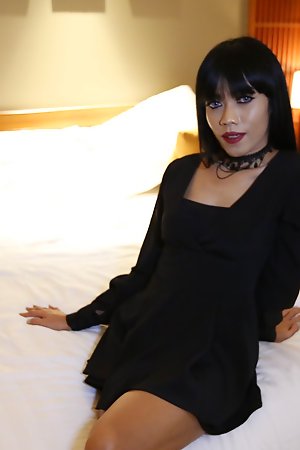 25year ancient horny Thai shemale gives tourist a melancholy blowjob with an increment of licks his cum near